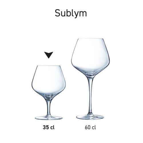 Overzicht van meerdere Sublym glazen 35 cl. gepresenteerd in serie.