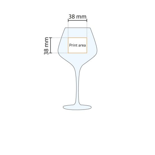 Technische werktekening van het Sublym gin-tonicglas 60 cl. met markering van het drukgebied. Technische werktekening van het Sublym gin-tonicglas 60 cl. met markering van het drukgebied.