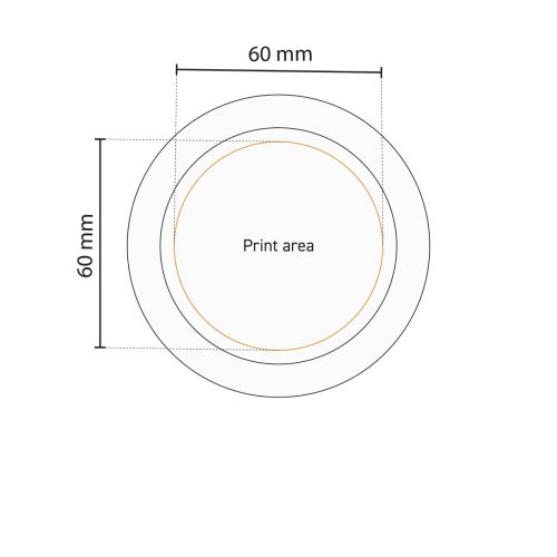 Technische werktekening met aanduiding van drukgebied op witte porseleinen theezakhouder van 85 mm. Technische werktekening met aanduiding van drukgebied op witte porseleinen theezakhouder van 85 mm.