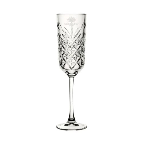 Gravure van het CorkColor-logo op het vooraanzicht van de Timeless champagneflute 17,5 cl. Gravure van het CorkColor-logo op het vooraanzicht van de Timeless champagneflute 17,5 cl.