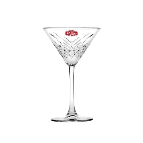 Timeless Martini glas bedrukt met PrintPub-logo in één kleur op het glasoppervlak. Timeless Martini glas bedrukt met PrintPub-logo in één kleur op het glasoppervlak.