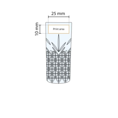 Gedetailleerde werktekening met het drukgebied op het Timeless Rakiglas 18 cl. glas gemarkeerd. Gedetailleerde werktekening met het drukgebied op het Timeless Rakiglas 18 cl. glas gemarkeerd.