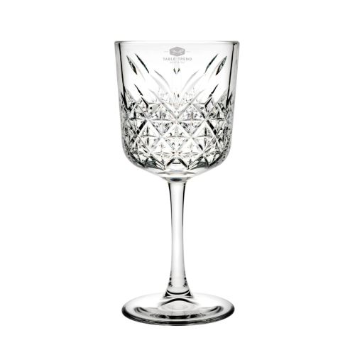 Glashelder Timeless wijnglas met gegraveerd TableTrend-logo op de voorzijde van het 33 cl. glas. Glashelder Timeless wijnglas met gegraveerd TableTrend-logo op de voorzijde van het 33 cl. glas.