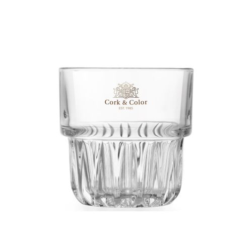 Voorzijde van Tumbler Onis 23 cl. glas met CorkColor-logo in full-colour op glasoppervlak. Voorzijde van Tumbler Onis 23 cl. glas met CorkColor-logo in full-colour op glasoppervlak.