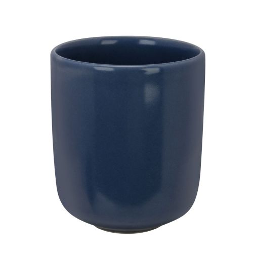 Vooraanzicht van Venus beker 35 cl. zonder oor in blauw porselein met rechte cilindervorm. Vooraanzicht van Venus beker 35 cl. zonder oor in blauw porselein met rechte cilindervorm.