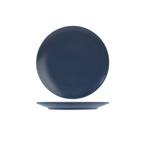 Venus bord 20 cm in blauw porselein, strak weergegeven in vooraanzicht. Venus bord 20 cm in blauw porselein, strak weergegeven in vooraanzicht.
