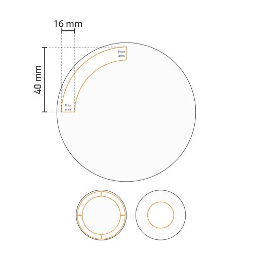 Drukgebied van het Venus bord 26 cm gemarkeerd in technische werktekening. Drukgebied van het Venus bord 26 cm gemarkeerd in technische werktekening.