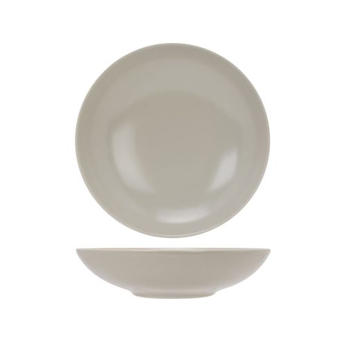 Recht vooraanzicht van het Venus bord diep 21 cm van ivoren aardewerk met ronde vorm en matte afwerking. Recht vooraanzicht van het Venus bord diep 21 cm van ivoren aardewerk met ronde vorm en matte afwerking.