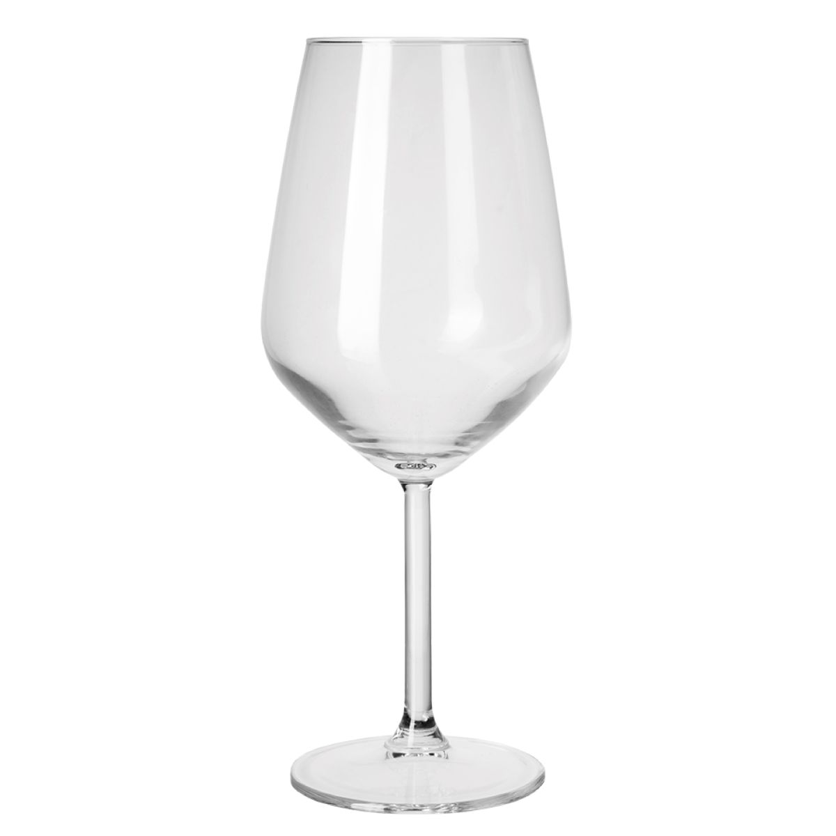Recht vooraanzicht van het Allegra wijnglas 49 cl. met slanke steel en tulpvormige kelk in helder glas.