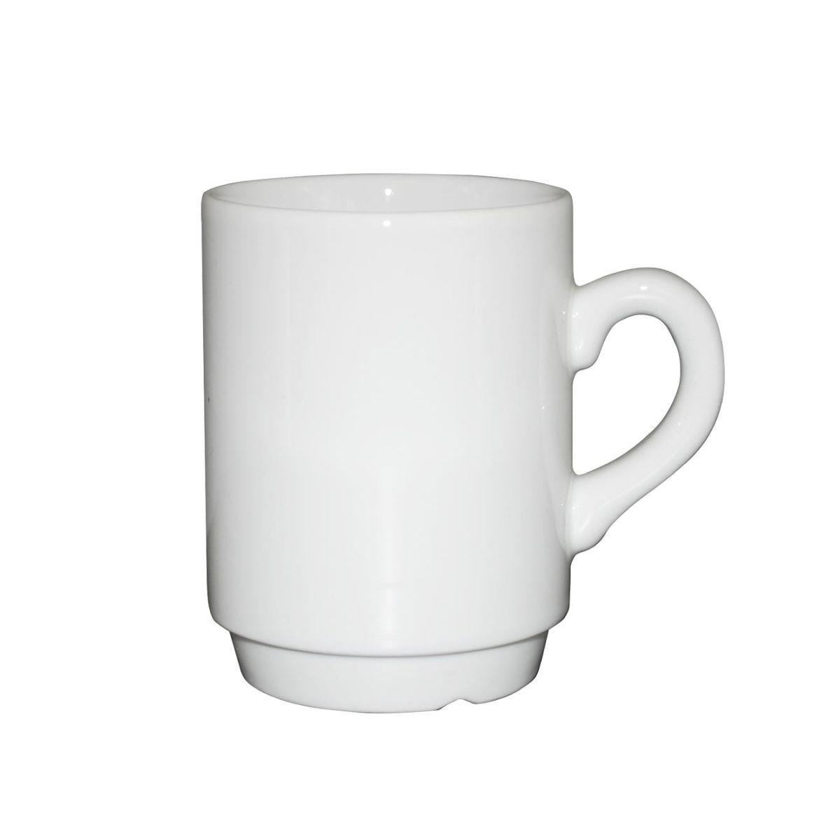 Witte porseleinen automatenbeker van 20 cl in vooraanzicht, geschikt voor warme dranken.