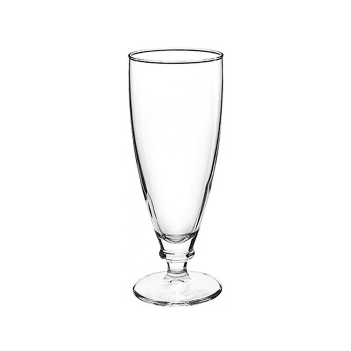 Transparant bierglas Harmonia 27,5 cl. in recht vooraanzicht met ronde kelk en smalle voet. Transparant bierglas Harmonia 27,5 cl. in recht vooraanzicht met ronde kelk en smalle voet.