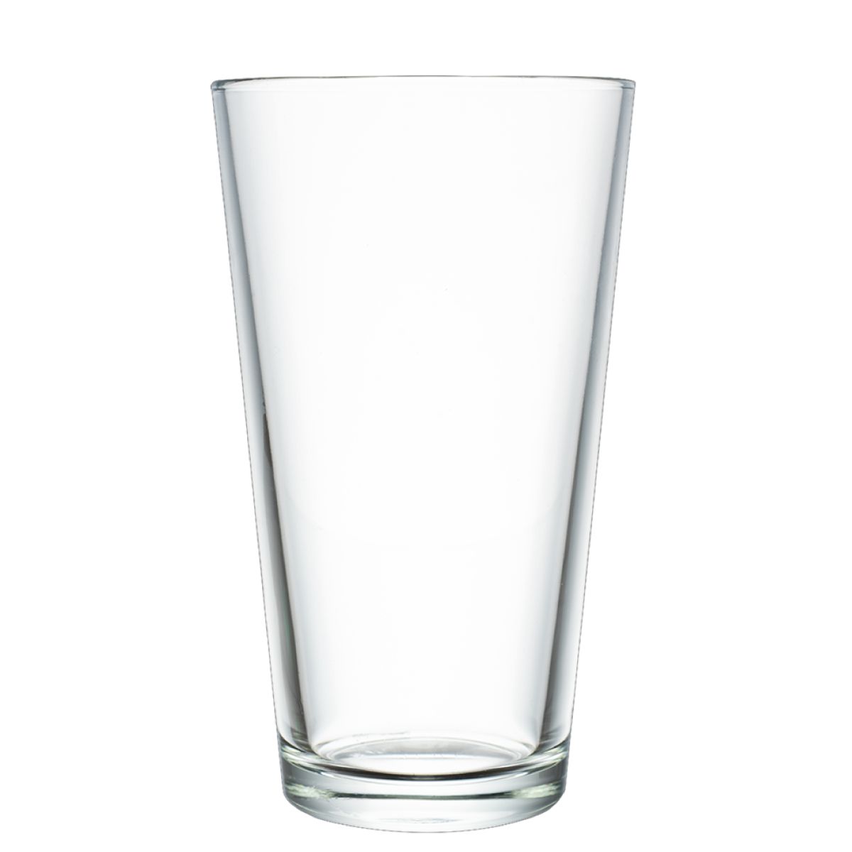 Frontaal beeld van het heldere bierglas vaasje 47 cl. in klassieke vorm. Frontaal beeld van het heldere bierglas vaasje 47 cl. in klassieke vorm.