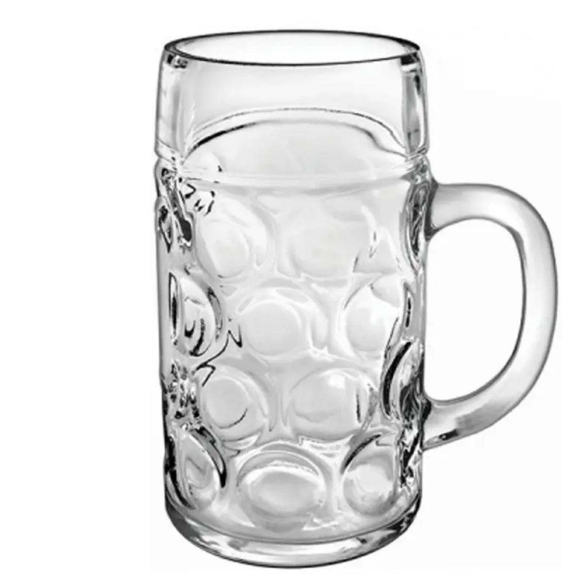 Vooraanzicht van de bierpul Don 100 cl. in helder tapmaat glas met groot handvat en rechte vorm. Vooraanzicht van de bierpul Don 100 cl. in helder tapmaat glas met groot handvat en rechte vorm.