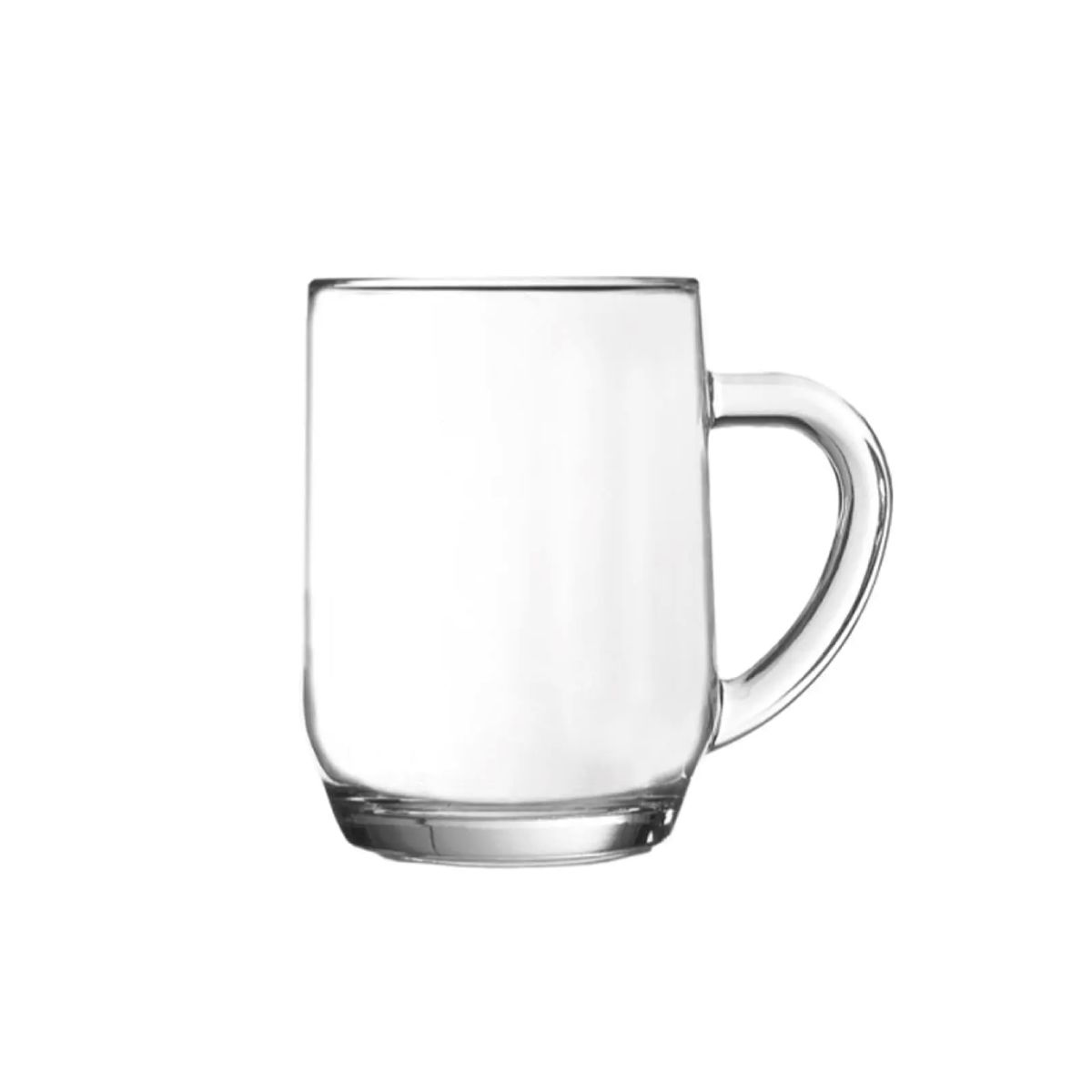 Vooraanzicht van de bierpul Hayworth 28 cl., van helder glas met klassiek handvat. Vooraanzicht van de bierpul Hayworth 28 cl., van helder glas met klassiek handvat.