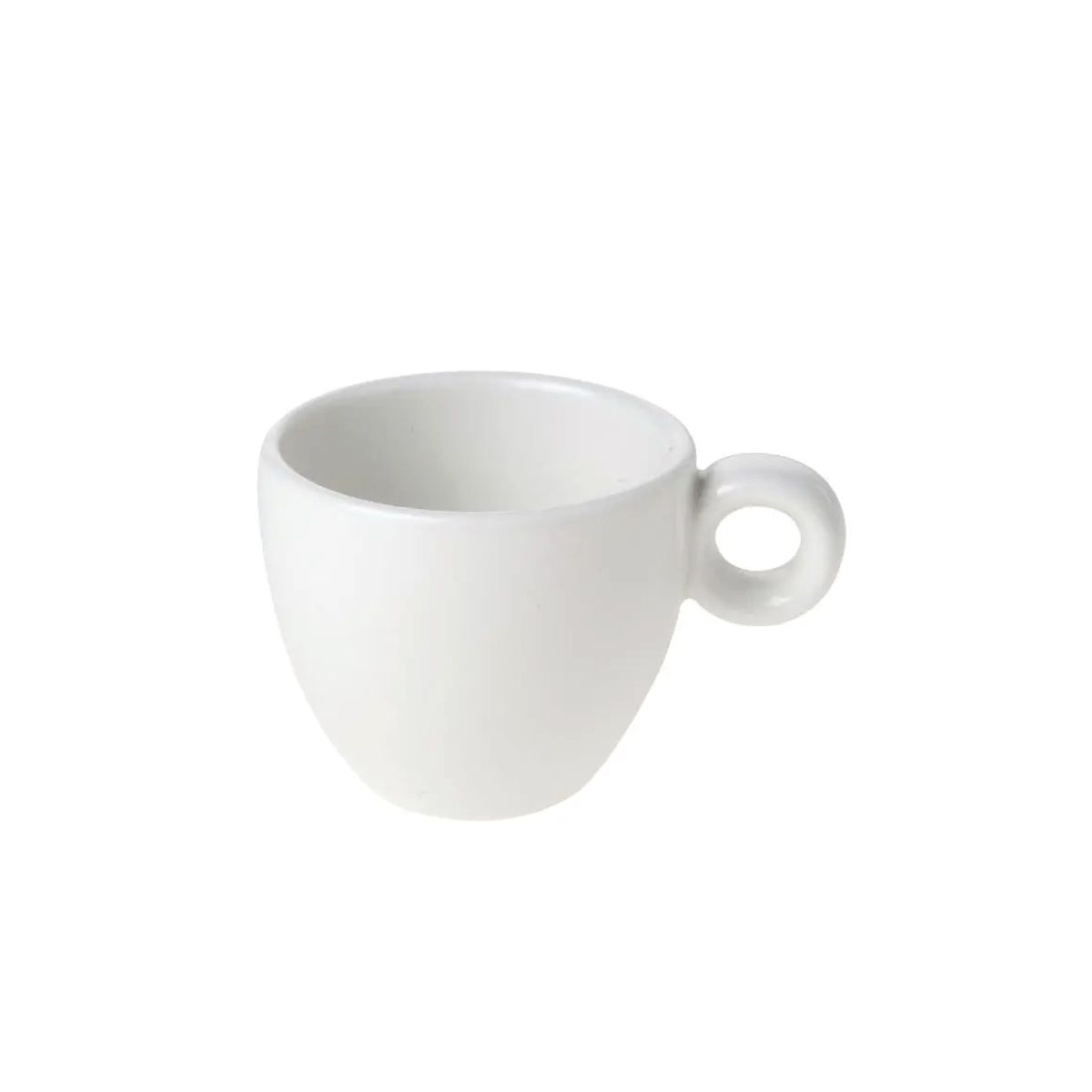 Vooraanzicht van Bola espresso kop 8 cl in wit porselein met ronde vorm en glad oppervlak. Vooraanzicht van Bola espresso kop 8 cl in wit porselein met ronde vorm en glad oppervlak.
