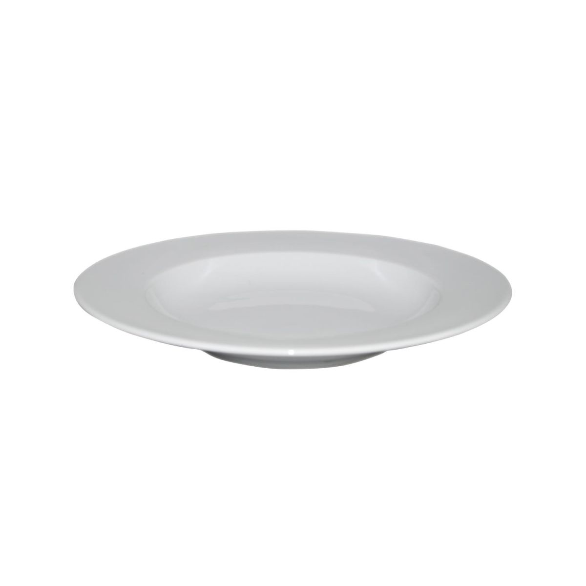 Zijaanzicht van diep porseleinen bord 23 cm met brede witte rand en licht oplopende wand. Vraag ChatGPT Zijaanzicht van diep porseleinen bord 23 cm met brede witte rand en licht oplopende wand. Vraag ChatGPT