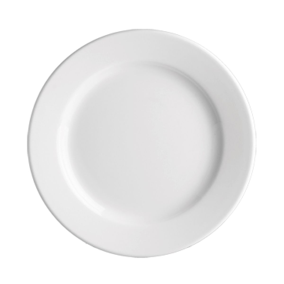 Vooraanzicht van het Bord Princip 21 cm porselein met ronde vorm en glad wit oppervlak. Vooraanzicht van het Bord Princip 21 cm porselein met ronde vorm en glad wit oppervlak.