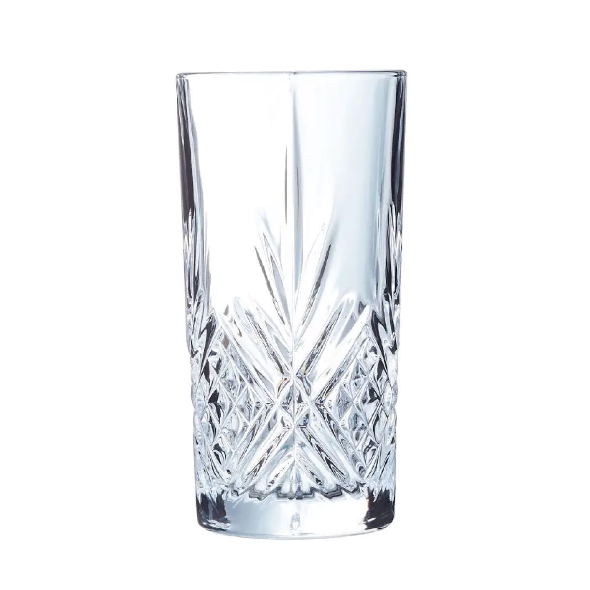 Vooraanzicht van het Broadway Longdrinkglas 28 cl. glas met cilindervorm en transparante afwerking. Vooraanzicht van het Broadway Longdrinkglas 28 cl. glas met cilindervorm en transparante afwerking.