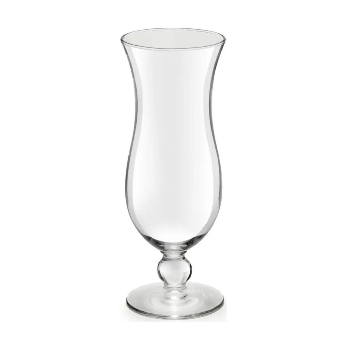 Vooraanzicht van transparant cocktailglas Blue Hawai 44 cl. van glas met smalle voet en hoge kelk. Vooraanzicht van transparant cocktailglas Blue Hawai 44 cl. van glas met smalle voet en hoge kelk.
