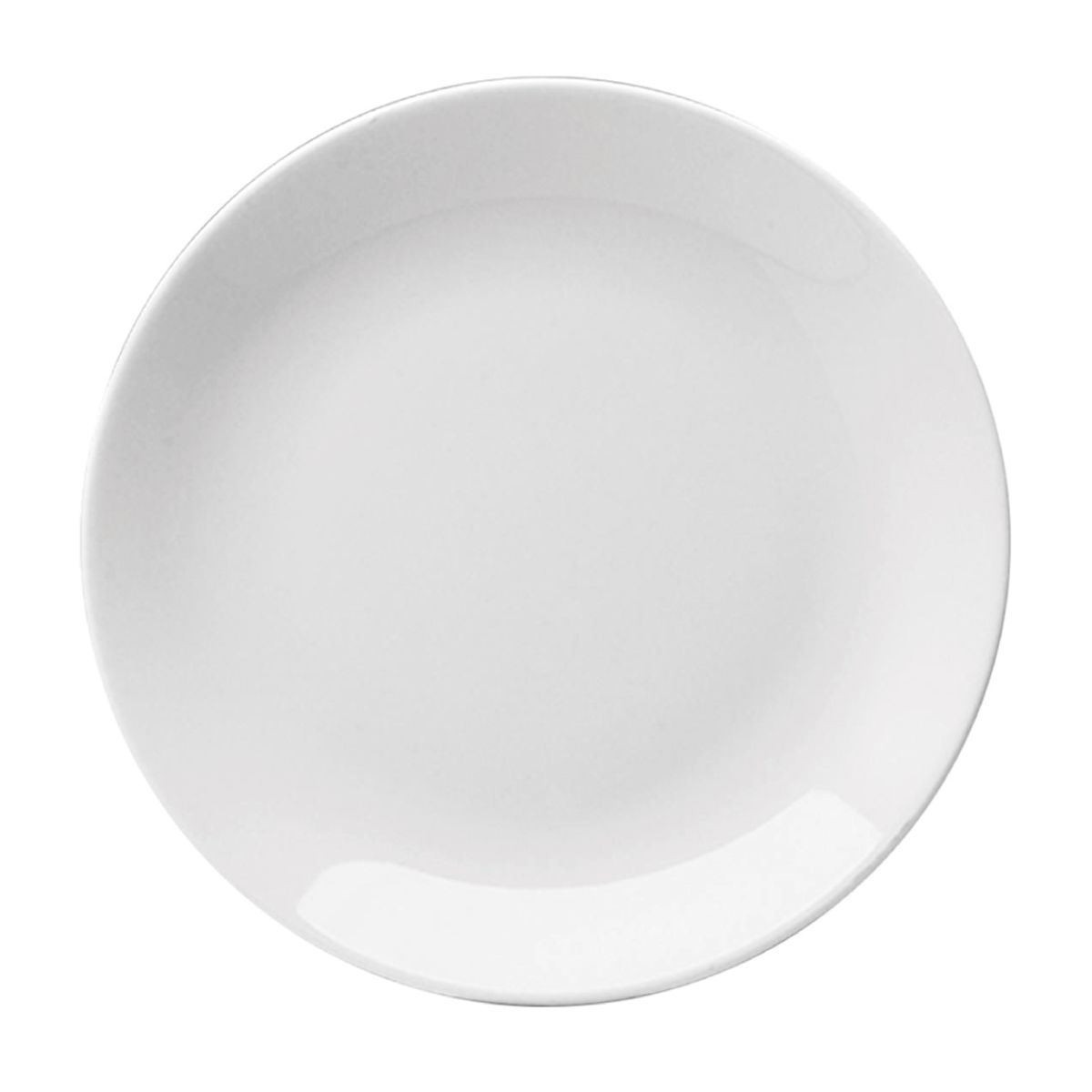 Frontaal aanzicht van groot wit porseleinen coupebord Hotel met een diameter van 28 cm. Frontaal aanzicht van groot wit porseleinen coupebord Hotel met een diameter van 28 cm.