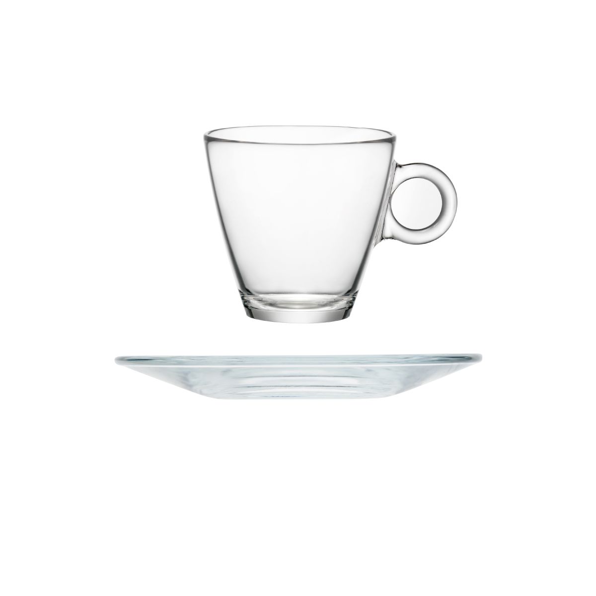 Transparant Easy Bar Cappuccino 23 cl. SET in vooraanzicht, staand op witte achtergrond. Transparant Easy Bar Cappuccino 23 cl. SET in vooraanzicht, staand op witte achtergrond.