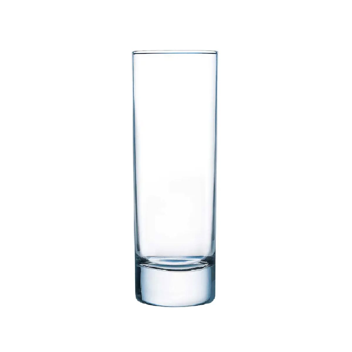 Vooraanzicht van het Islande longdrink glas 22 cl. in transparant, cilindervormig glas. Vooraanzicht van het Islande longdrink glas 22 cl. in transparant, cilindervormig glas.