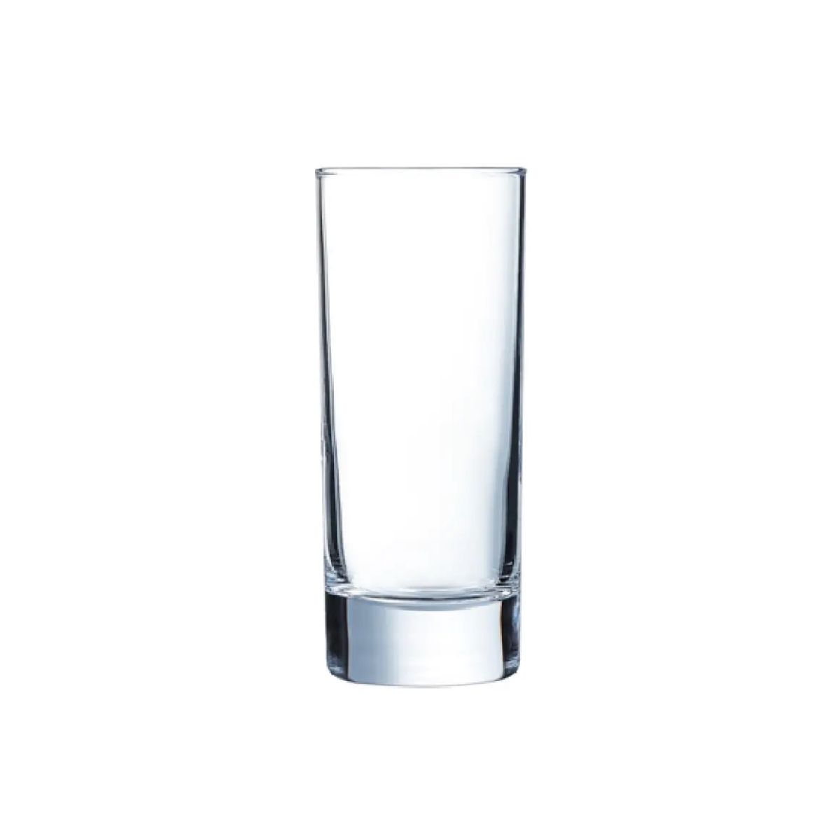 Staand Islande longdrinkglas van 17 cl, recht van voren zichtbaar in transparant glas. Staand Islande longdrinkglas van 17 cl, recht van voren zichtbaar in transparant glas.