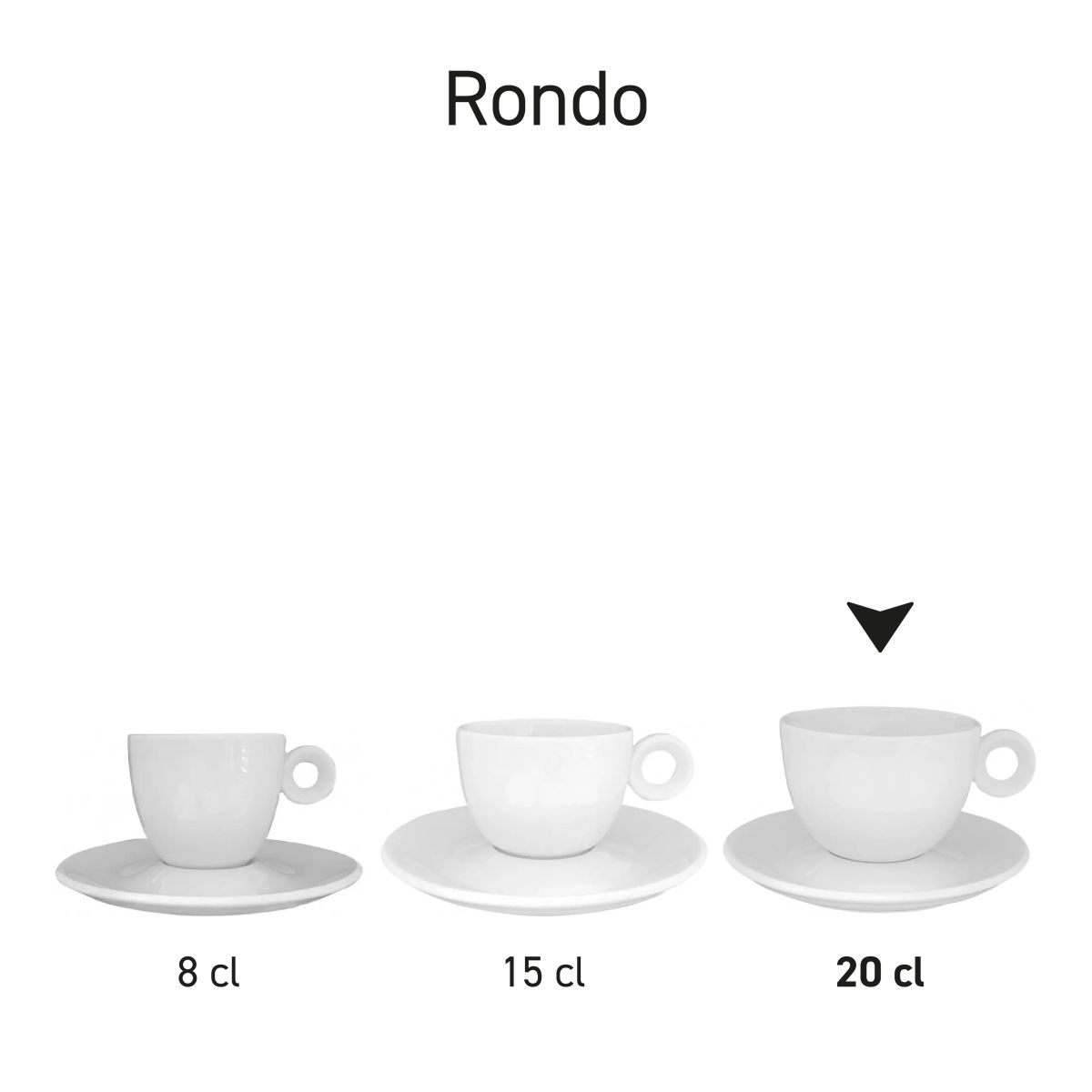 Overzicht van Rondo Cappuccino sets in serie, met meerdere uitvoeringen naast elkaar.
