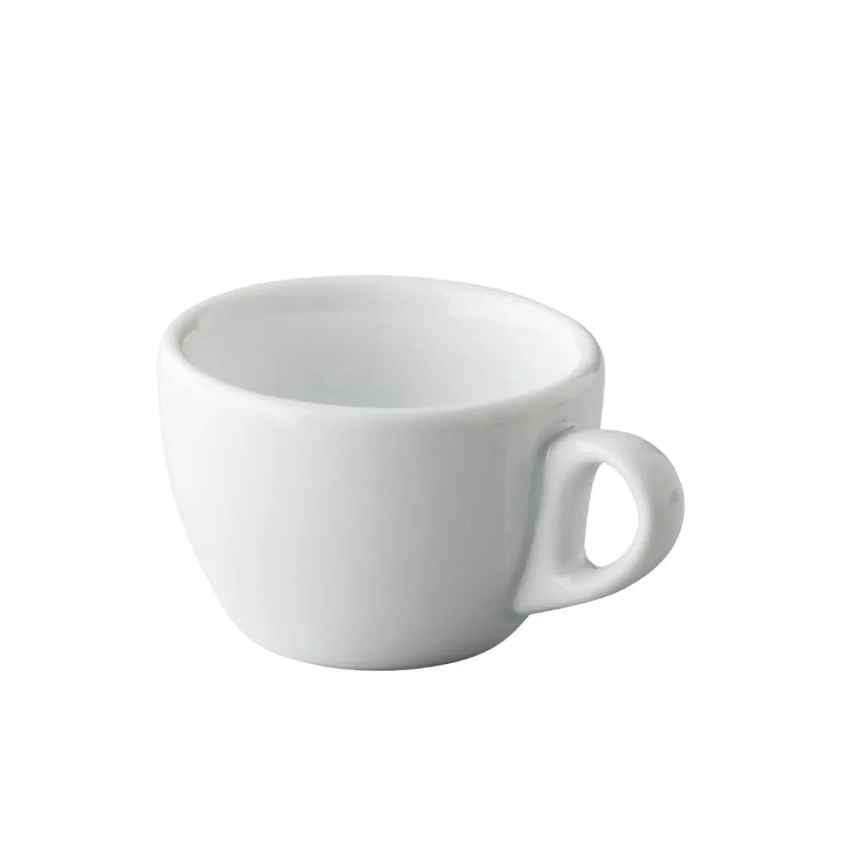 Porseleinen koffiekop van 15 cl. in wit, afgebeeld in vooraanzicht met klassiek model. Porseleinen koffiekop van 15 cl. in wit, afgebeeld in vooraanzicht met klassiek model.
