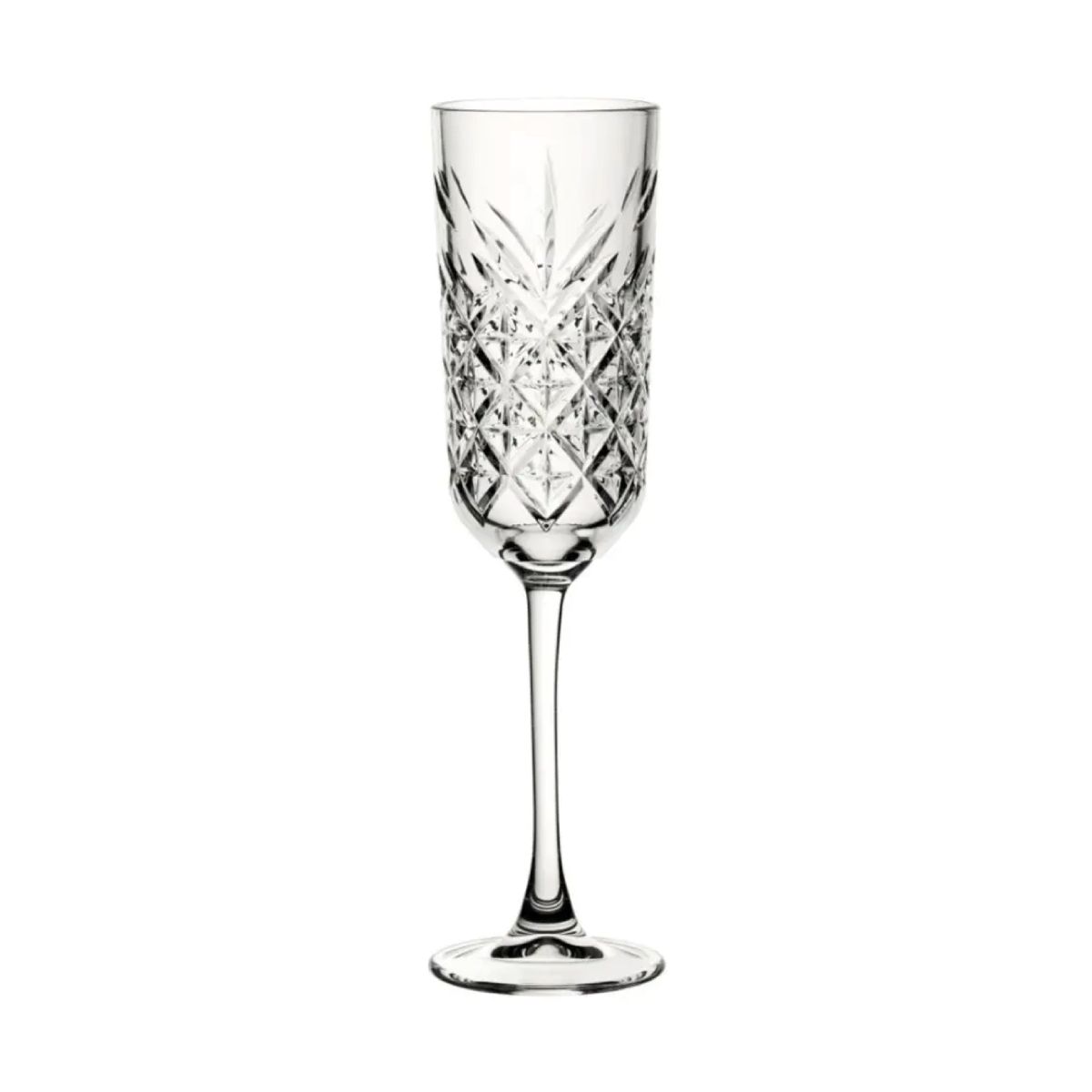 Frontale weergave van de Timeless champagneflute 17,5 cl. in transparant glas met smalle kelk. Frontale weergave van de Timeless champagneflute 17,5 cl. in transparant glas met smalle kelk.