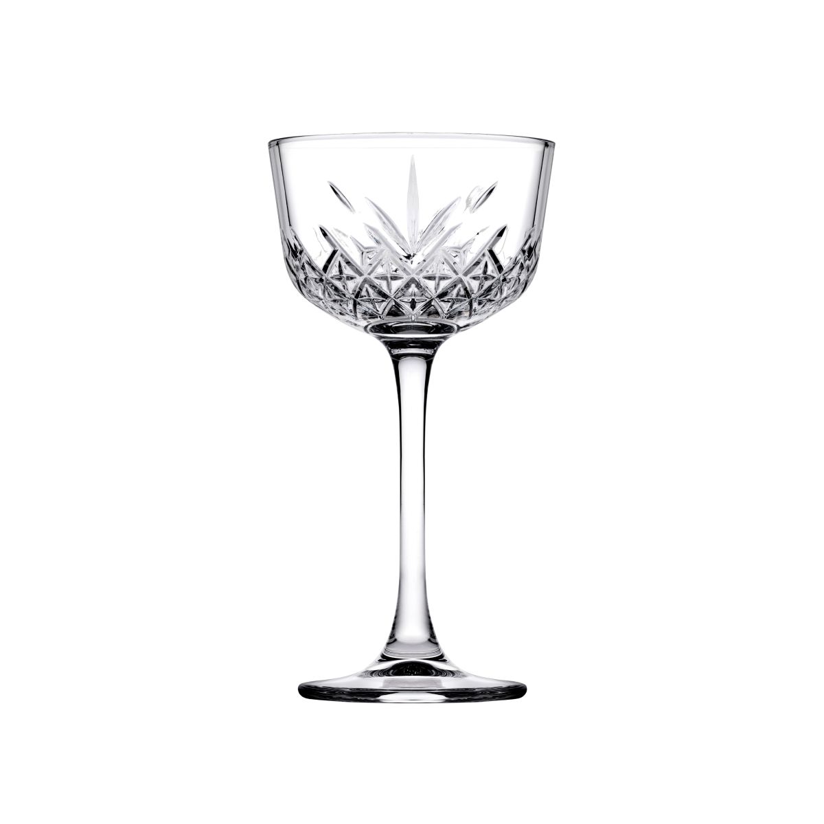 Vooraanzicht van het Timeless Nick & Nora Glas 16 cl. met elegante kelkvorm en gladde afwerking. Vooraanzicht van het Timeless Nick & Nora Glas 16 cl. met elegante kelkvorm en gladde afwerking.